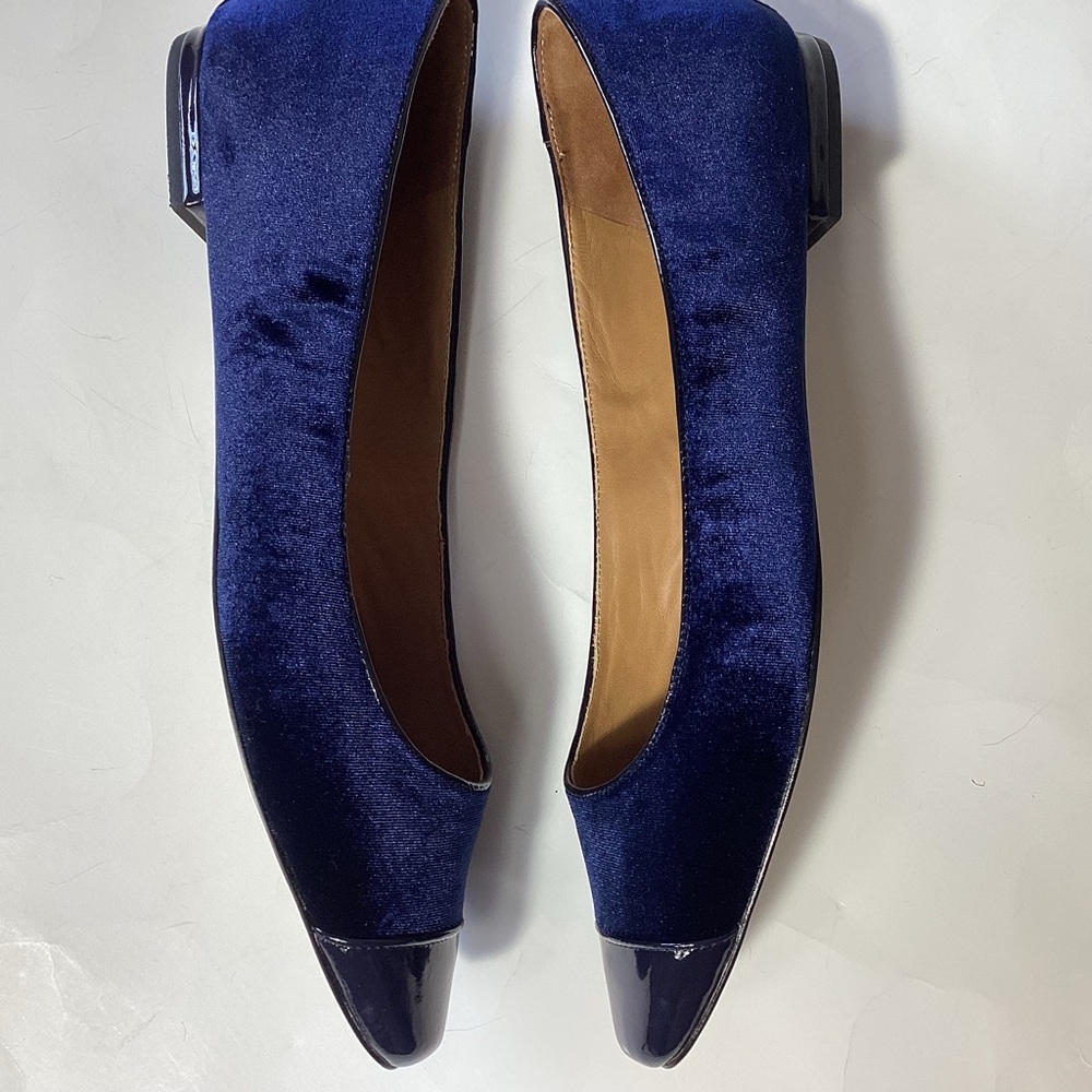 Talbots Navy Blue Velvet & Leather Cap Toe Flats Size 11M - Picture 5 of 12